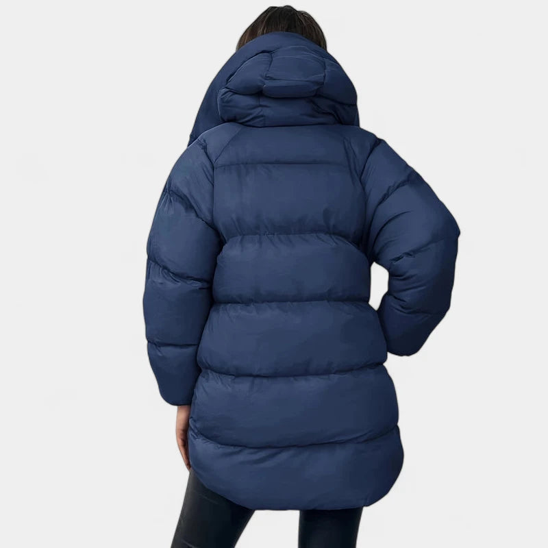 Gleame.-Jassen-Gleame Winterjas - Korte gewatteerde dames jas met capuchon en hoge kraag