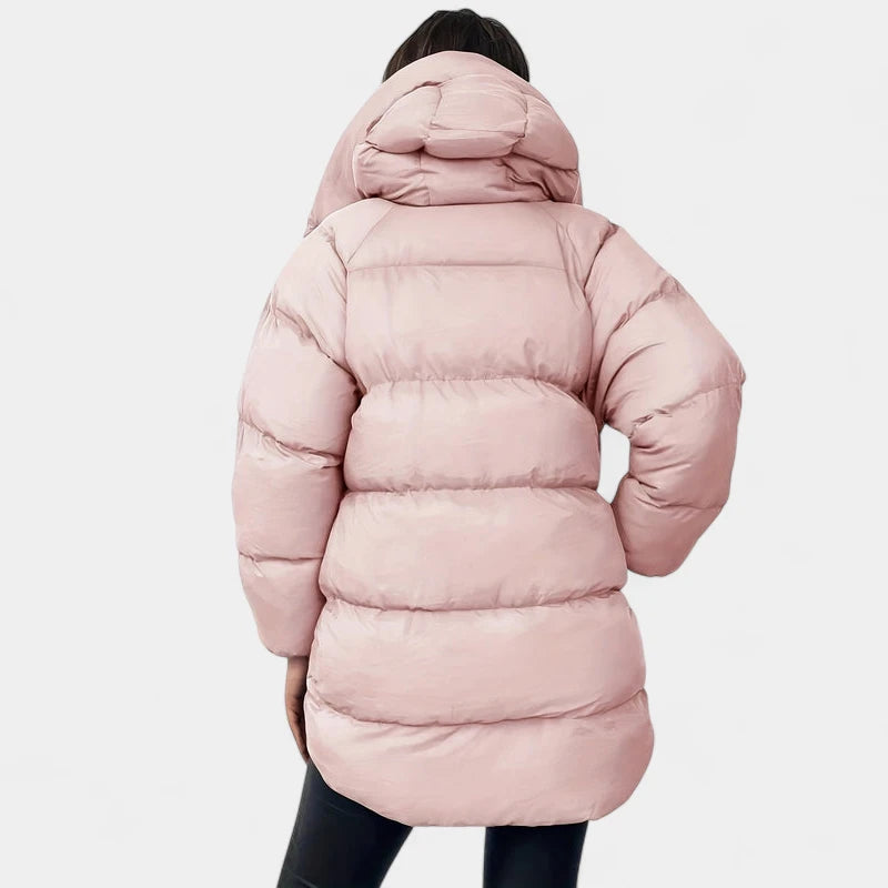 Gleame.-Jassen-Gleame Winterjas - Korte gewatteerde dames jas met capuchon en hoge kraag