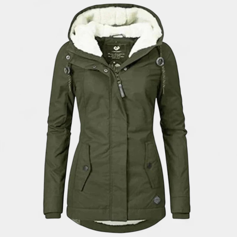 Gleame.-Jassen-Gleame Winterjas – Warme damesjas met capuchon en fleece voering