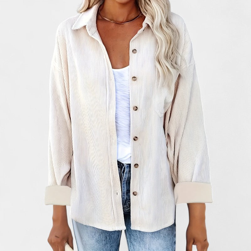 Gleame.-Jassen-Gleame overhemd - oversized corduroy blouse met lange mouwen en zakken