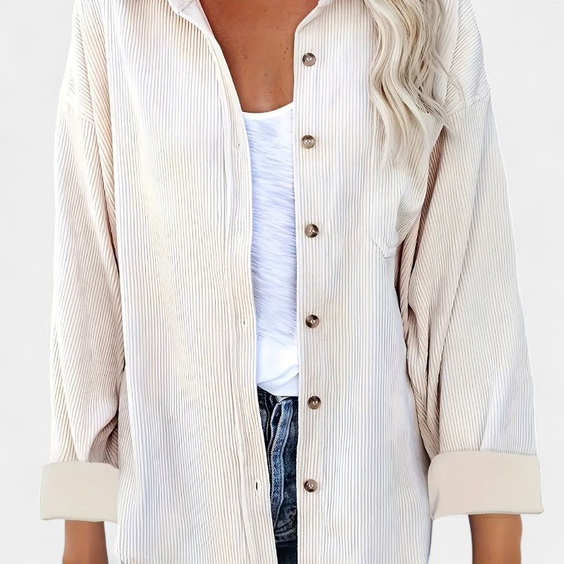 Gleame.-Jassen-Gleame overhemd - oversized corduroy blouse met lange mouwen en zakken