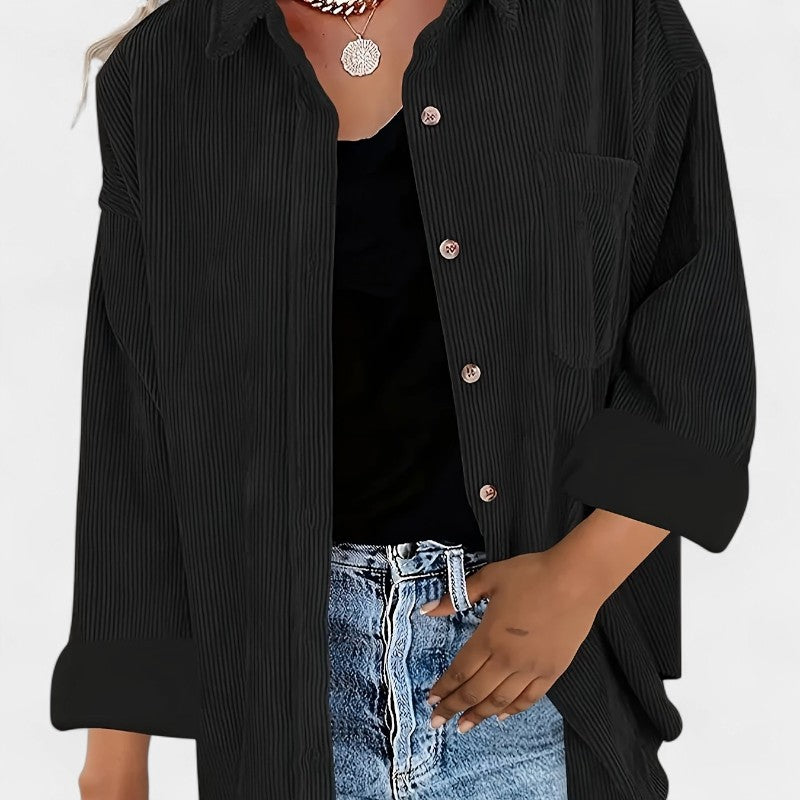 Gleame.-Jassen-Gleame overhemd - oversized corduroy blouse met lange mouwen en zakken