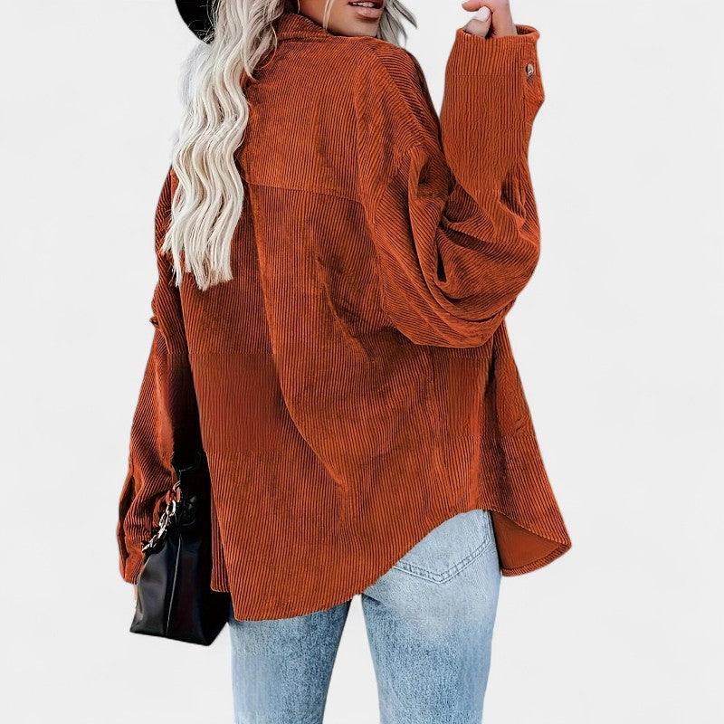 Gleame.-Jassen-Gleame overhemd - oversized corduroy blouse met lange mouwen en zakken