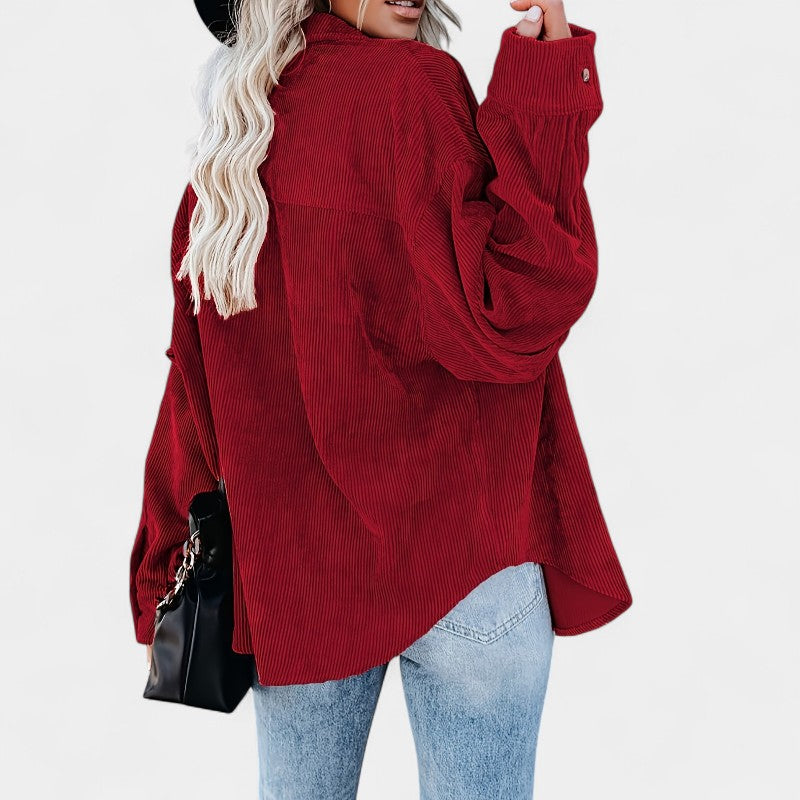 Gleame.-Jassen-Gleame overhemd - oversized corduroy blouse met lange mouwen en zakken
