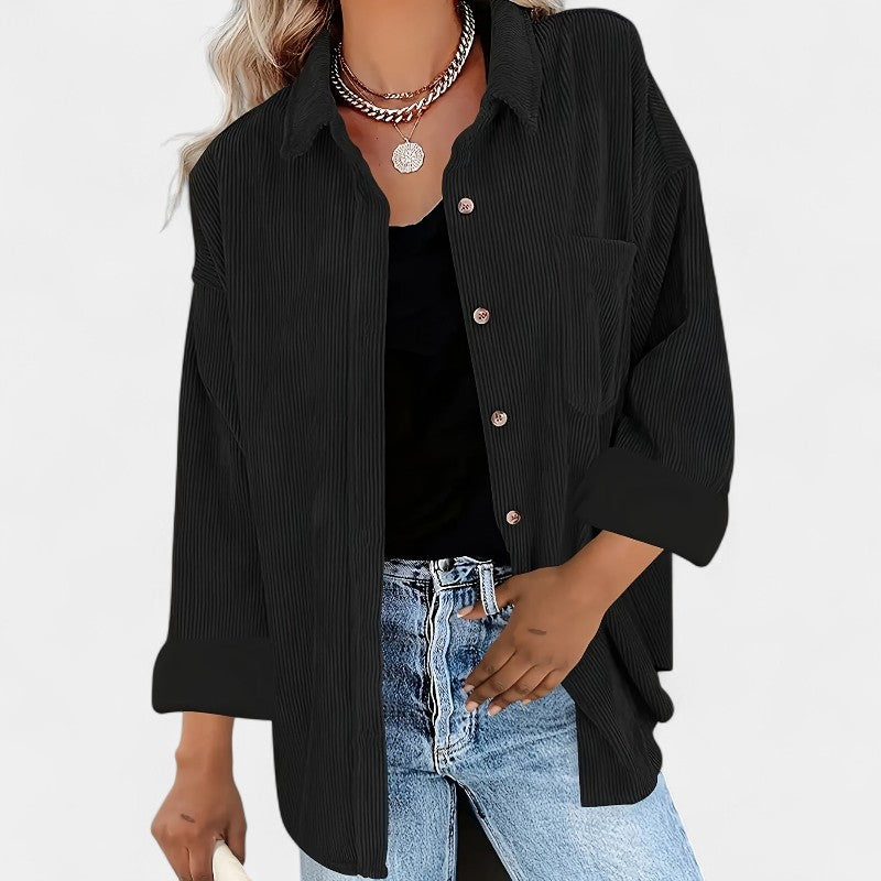 Gleame.-Jassen-Gleame overhemd - oversized corduroy blouse met lange mouwen en zakken
