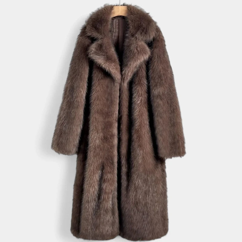 Gleame.-Jassen-Gleame winterjas voor dames - Oversized bontjas met grote kraag en lange lengte