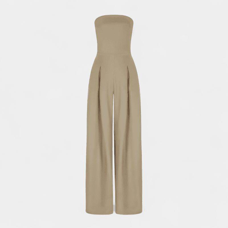 Gleame.-Jumpsuits-Gleame Jumpsuit - Strapless jumpsuit met brede pijpen