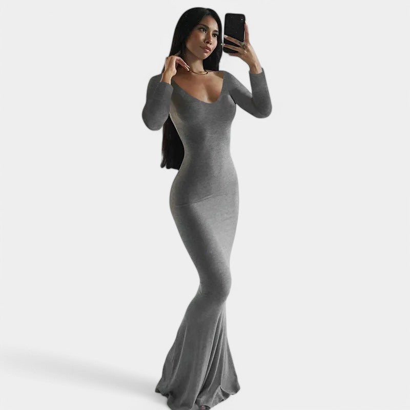 Gleame.-Jurken & Jumpsuits-Gleame Dress - Lange bodyconjurk met spaghettibandjes