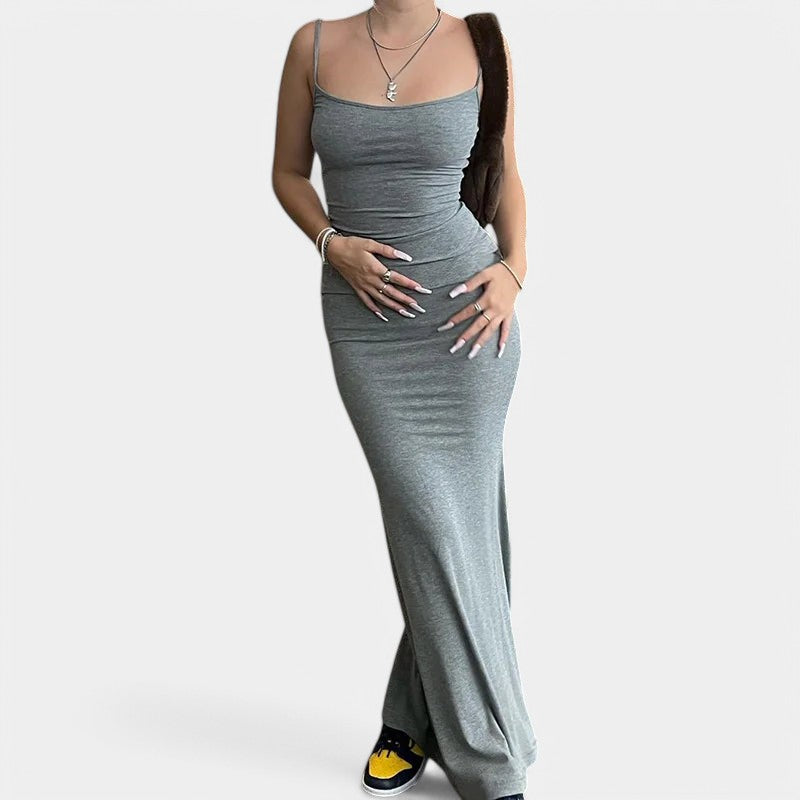 Gleame.-Jurken & Jumpsuits-Gleame Dress - Lange bodyconjurk met spaghettibandjes