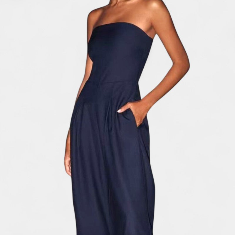 Gleame.-Jurken & Jumpsuits-Gleame Jumpsuit - Casual strapless jumpsuit in effen kleuren