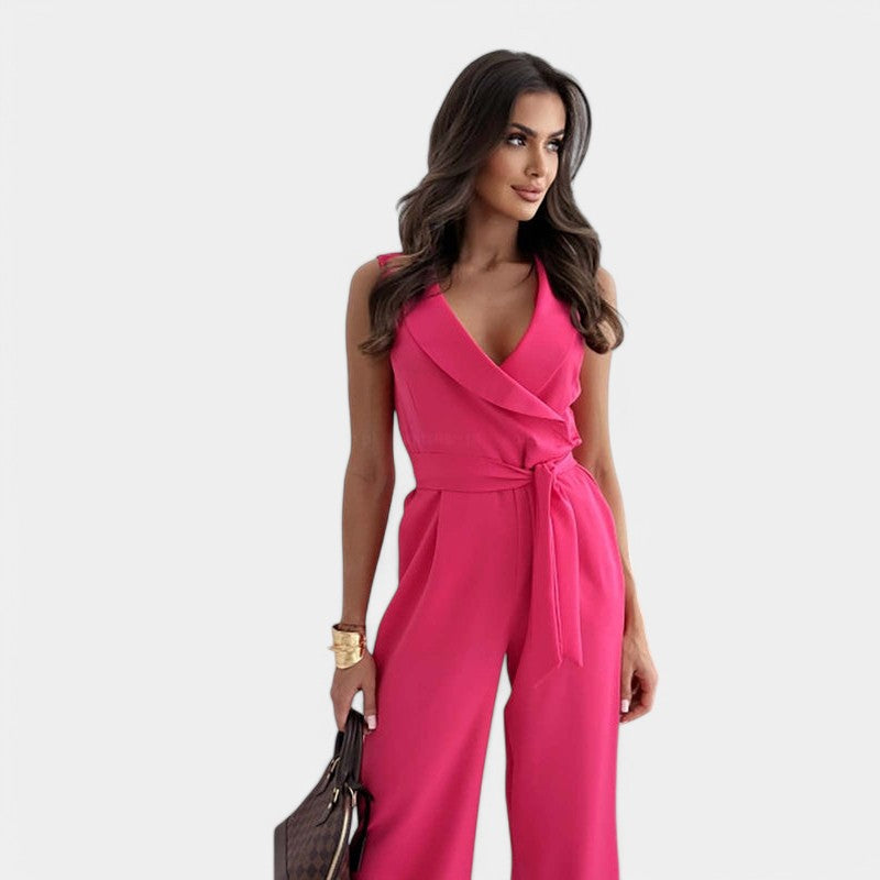 Gleame.-Jurken & Jumpsuits-Gleame Jumpsuit - Elegante jumpsuit met wijde pijpen