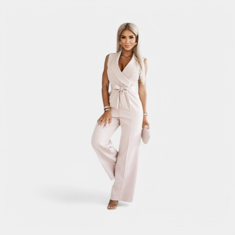 Gleame.-Jurken & Jumpsuits-Gleame Jumpsuit - Elegante jumpsuit met wijde pijpen