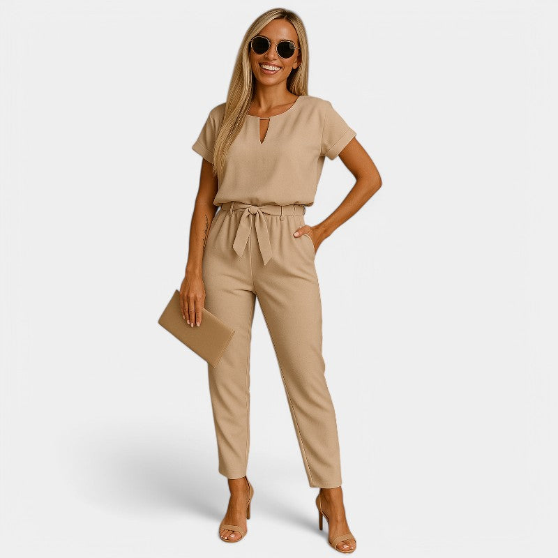 Gleame.-Jurken & Jumpsuits-Gleame Jumpsuit - Feestelijke polyester jumpsuit met strikdetail