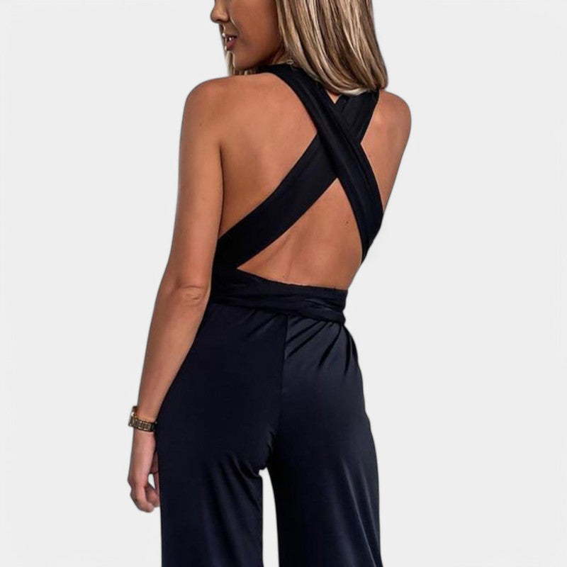 Gleame.-Jurken & Jumpsuits-Gleame Jumpsuit - Sexy mouwloze lace-up jumpsuit voor vrouwen