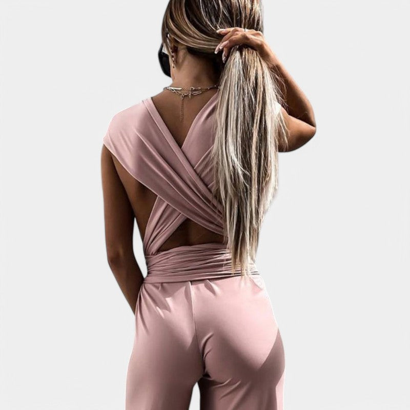 Gleame.-Jurken & Jumpsuits-Gleame Jumpsuit - Sexy mouwloze lace-up jumpsuit voor vrouwen
