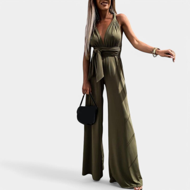 Gleame.-Jurken & Jumpsuits-Gleame Jumpsuit - Sexy mouwloze lace-up jumpsuit voor vrouwen