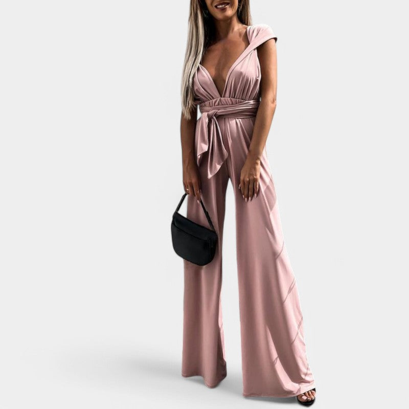 Gleame.-Jurken & Jumpsuits-Gleame Jumpsuit - Sexy mouwloze lace-up jumpsuit voor vrouwen
