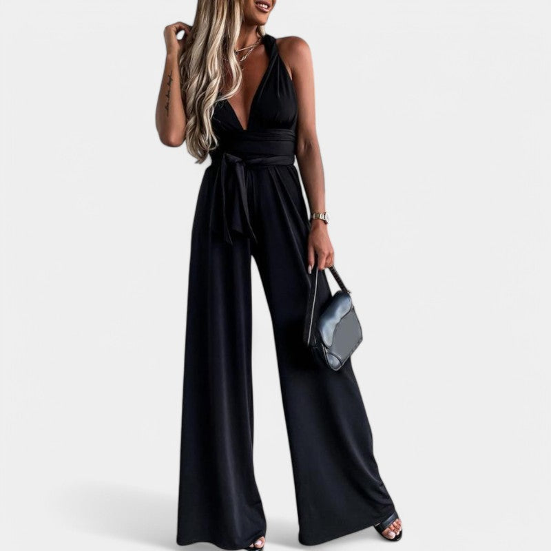 Gleame.-Jurken & Jumpsuits-Gleame Jumpsuit - Sexy mouwloze lace-up jumpsuit voor vrouwen