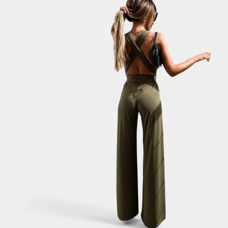 Gleame.-Jurken & Jumpsuits-Gleame Jumpsuit - Sexy mouwloze lace-up jumpsuit voor vrouwen