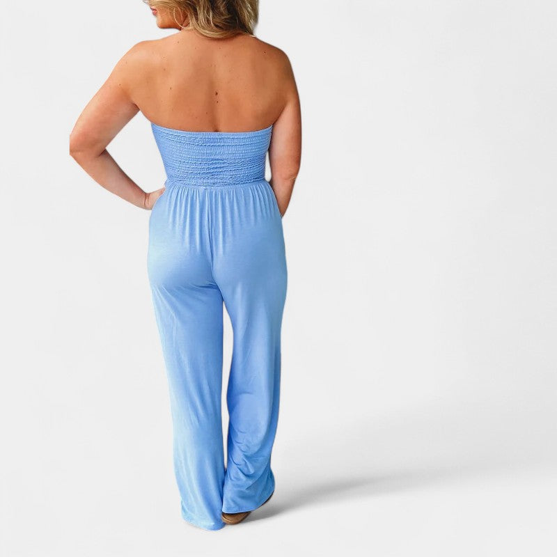 Gleame.-Jurken & Jumpsuits-Gleame Jumpsuit - Strapless casual lange jumpsuit voor dames