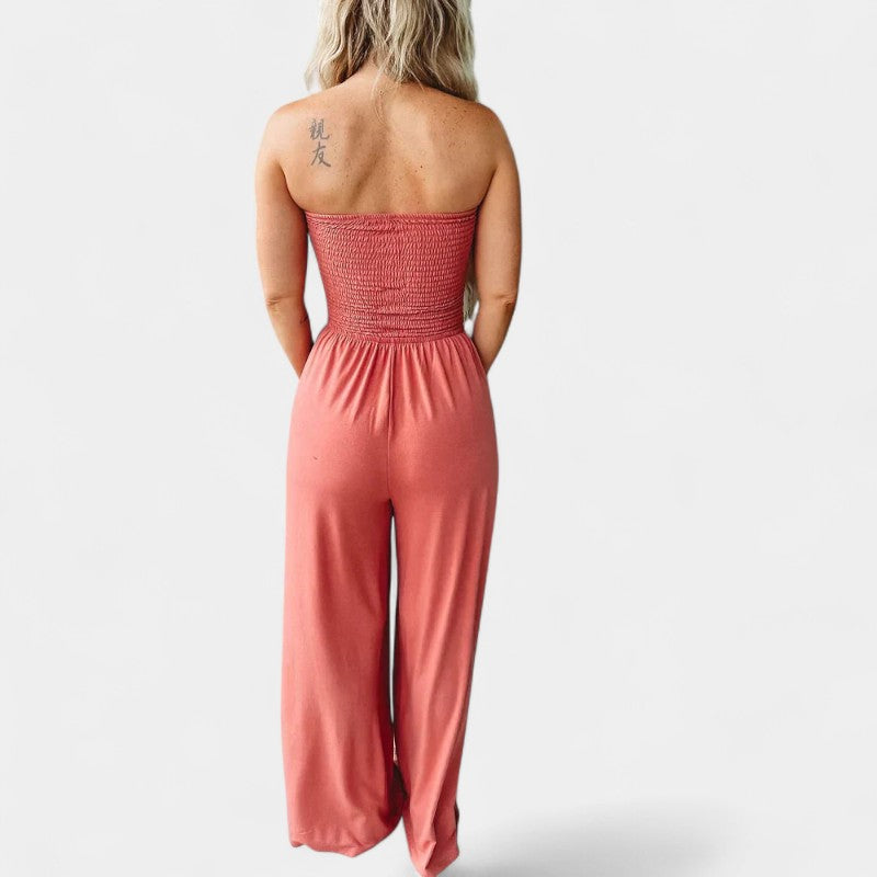 Gleame.-Jurken & Jumpsuits-Gleame Jumpsuit - Strapless casual lange jumpsuit voor dames