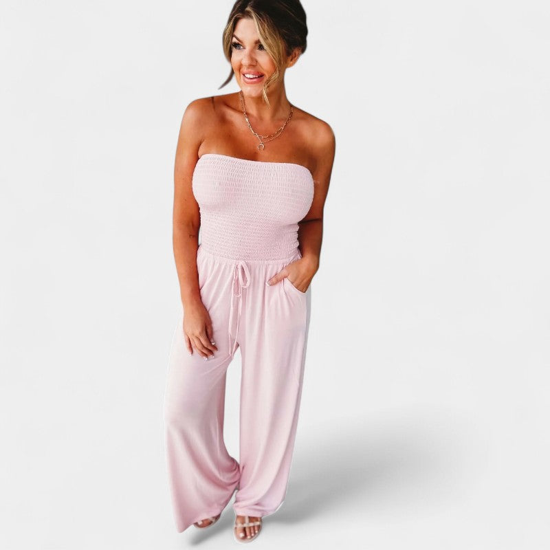 Gleame.-Jurken & Jumpsuits-Gleame Jumpsuit - Strapless casual lange jumpsuit voor dames