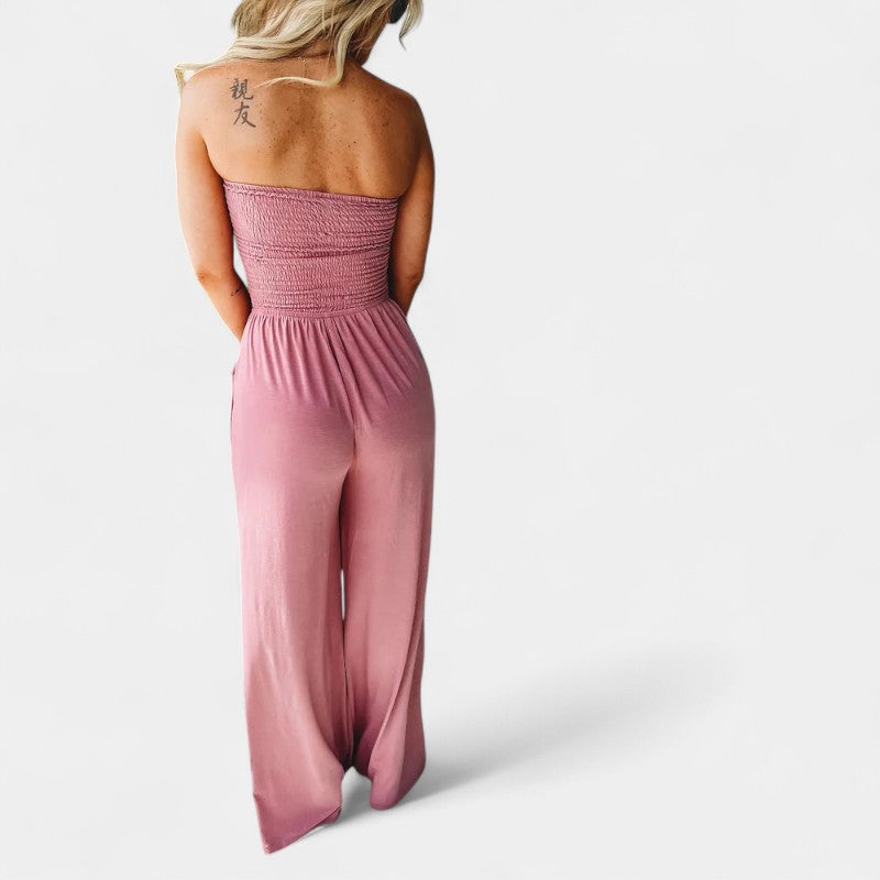 Gleame.-Jurken & Jumpsuits-Gleame Jumpsuit - Strapless casual lange jumpsuit voor dames