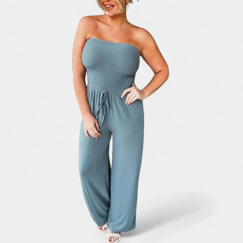 Gleame.-Jurken & Jumpsuits-Gleame Jumpsuit - Strapless casual lange jumpsuit voor dames