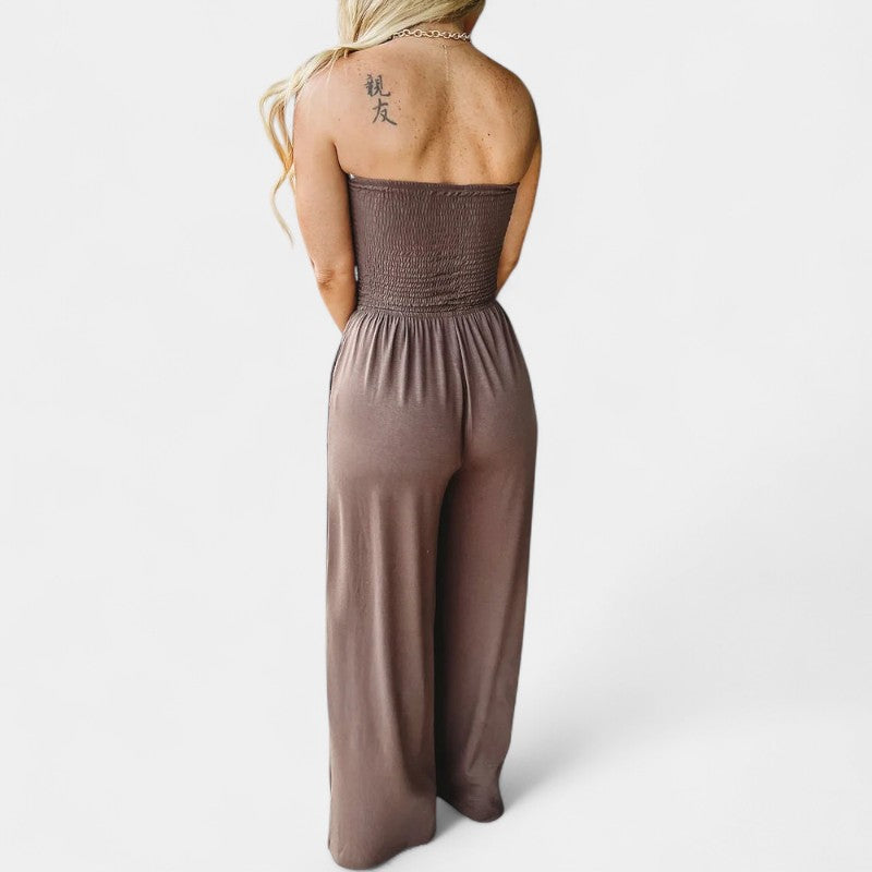 Gleame.-Jurken & Jumpsuits-Gleame Jumpsuit - Strapless casual lange jumpsuit voor dames