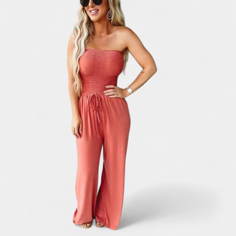 Gleame.-Jurken & Jumpsuits-Gleame Jumpsuit - Strapless casual lange jumpsuit voor dames