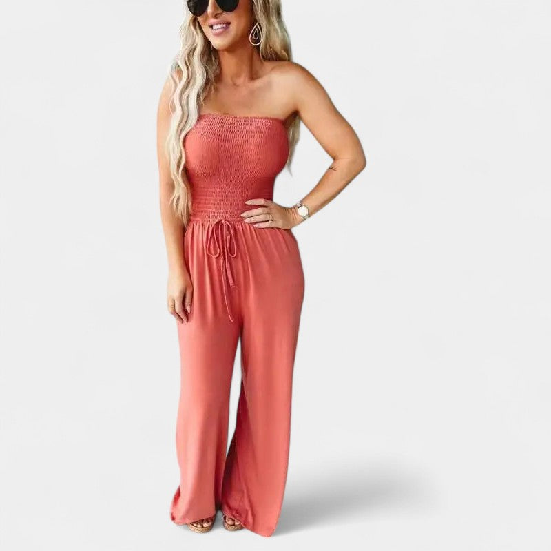 Gleame.-Jurken & Jumpsuits-Gleame Jumpsuit - Strapless casual lange jumpsuit voor dames