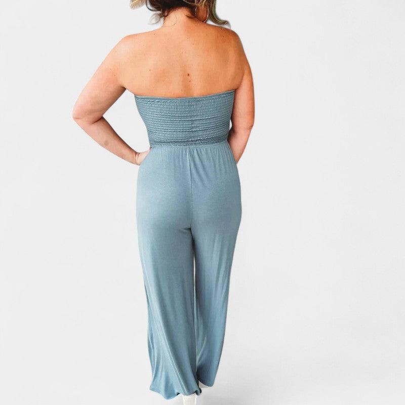 Gleame.-Jurken & Jumpsuits-Gleame Jumpsuit - Strapless casual lange jumpsuit voor dames