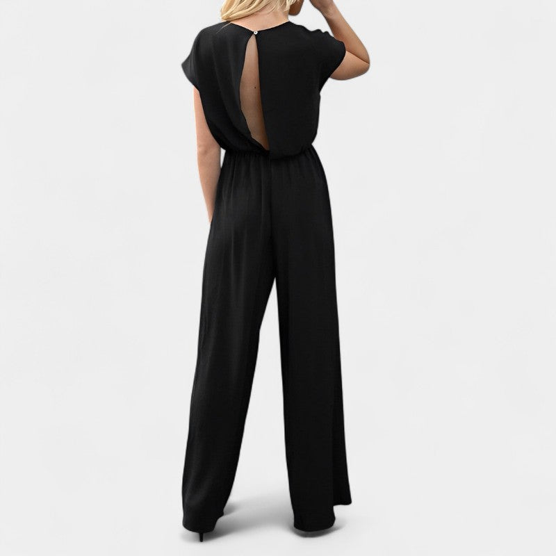 Gleame.-Jurken & Jumpsuits-Gleame Jumpsuit - V-hals korte mouw casual jumpsuit