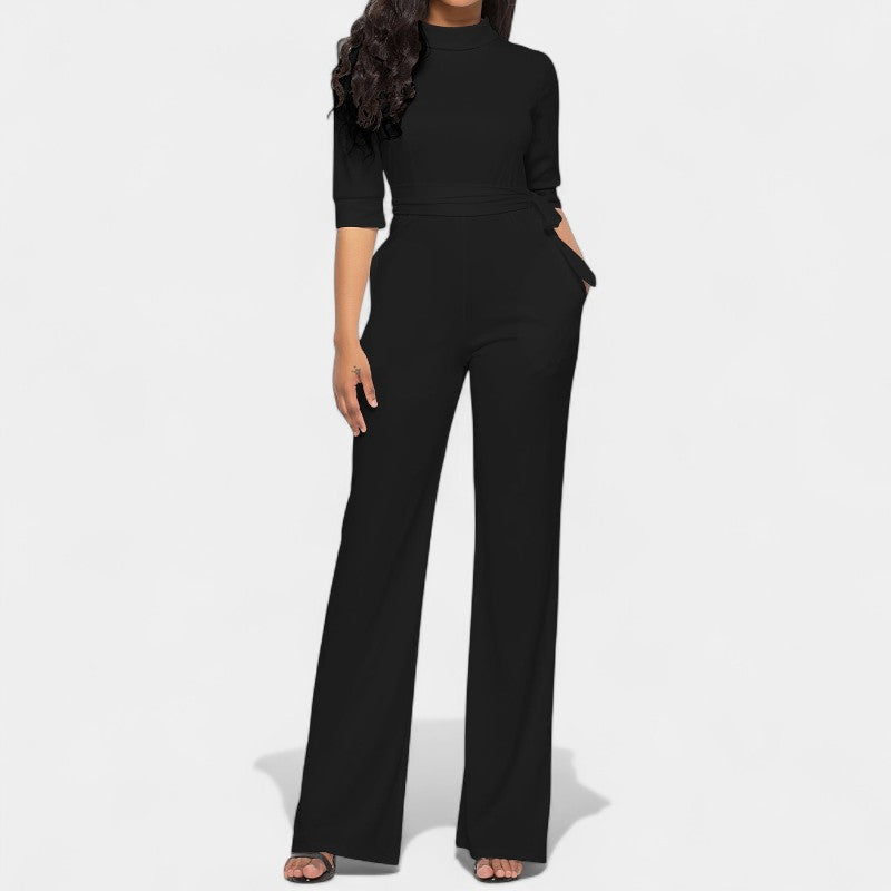 Gleame.-Jurken & Jumpsuits-Gleame Jumpsuit - Vrouwen jumpsuit in effen kleur en lange stijl