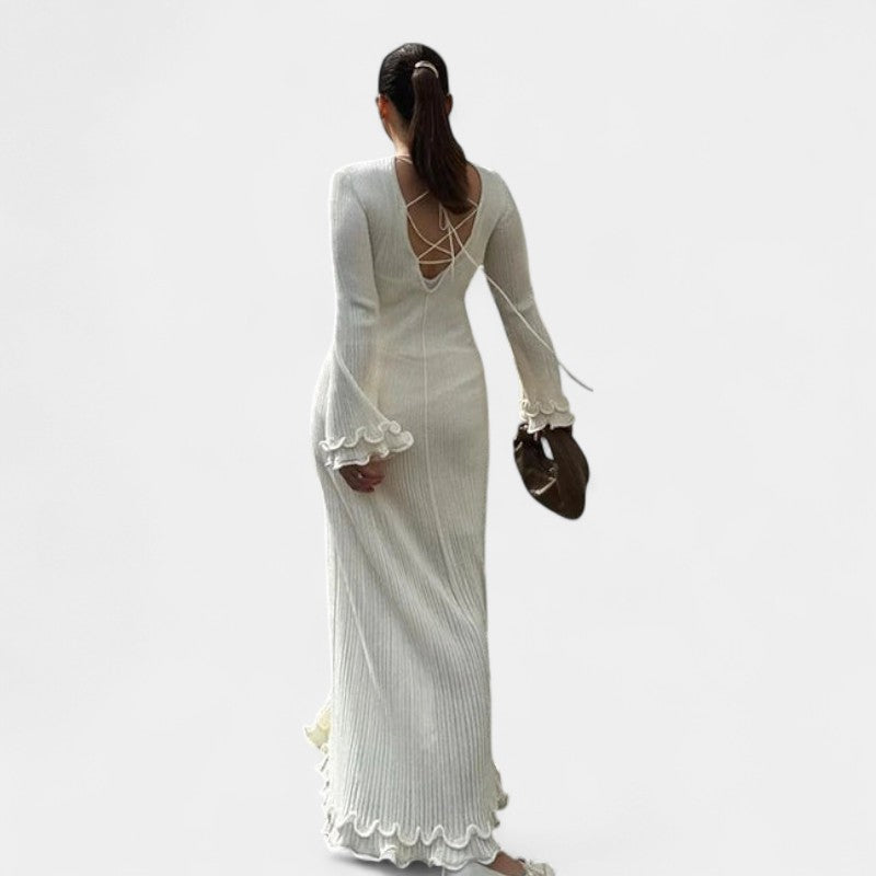 Gleame.-Jurken & Jumpsuits-Gleame Jurk - Casual losse lange jurk met O-hals