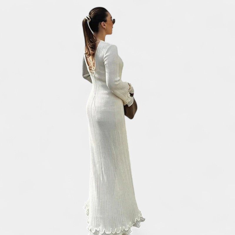 Gleame.-Jurken & Jumpsuits-Gleame Jurk - Casual losse lange jurk met O-hals