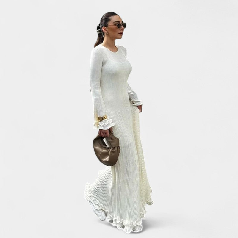 Gleame.-Jurken & Jumpsuits-Gleame Jurk - Casual losse lange jurk met O-hals