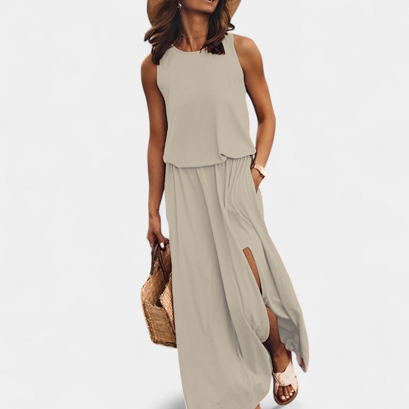 Gleame.-Jurken & Jumpsuits-Gleame Jurk - Casual mouwloze jurk voor de zomer