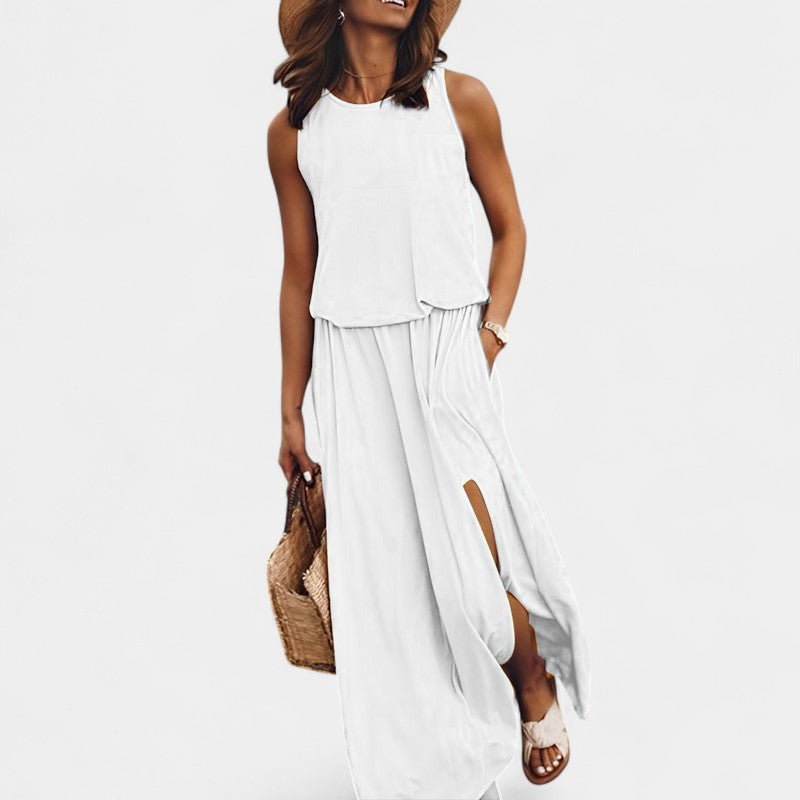 Gleame.-Jurken & Jumpsuits-Gleame Jurk - Casual mouwloze jurk voor de zomer