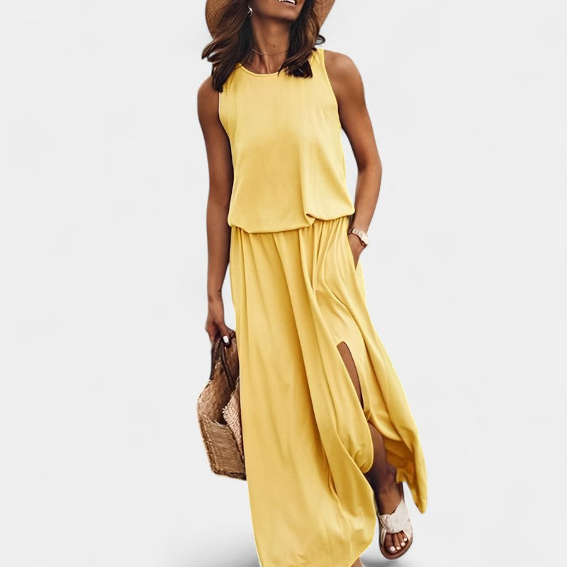 Gleame.-Jurken & Jumpsuits-Gleame Jurk - Casual mouwloze jurk voor de zomer