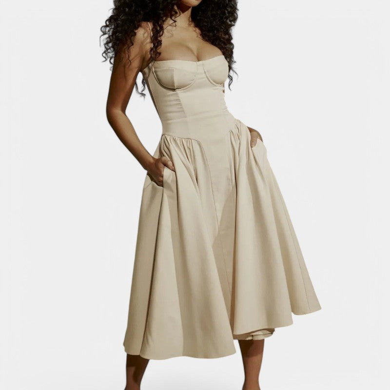 Gleame.-Jurken & Jumpsuits-Gleame Jurk - Chic bustier jurk voor vrouwen met corset pasvorm