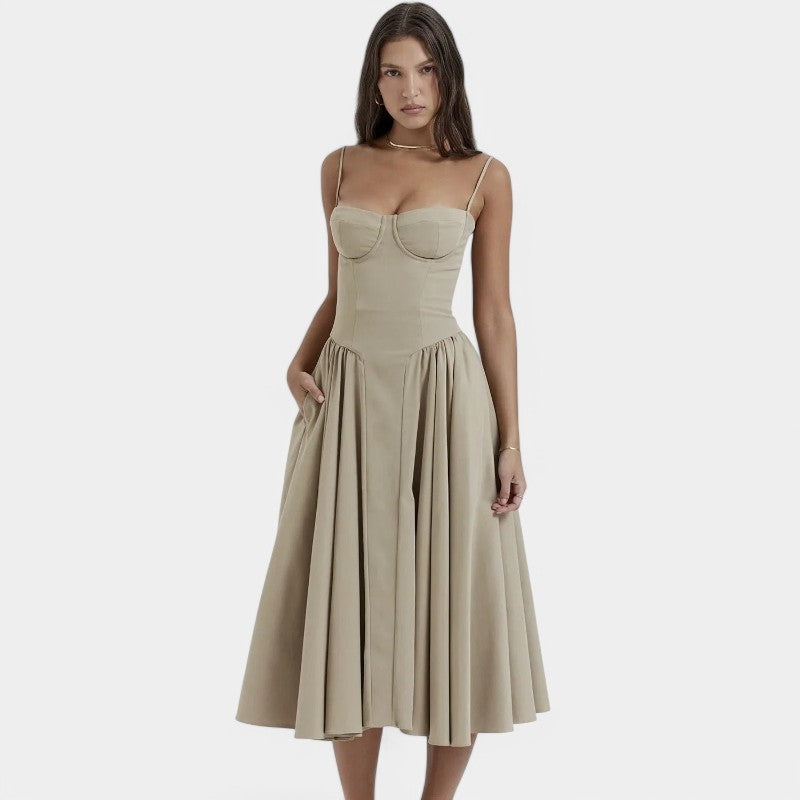 Gleame.-Jurken & Jumpsuits-Gleame Jurk - Chic bustier jurk voor vrouwen met corset pasvorm