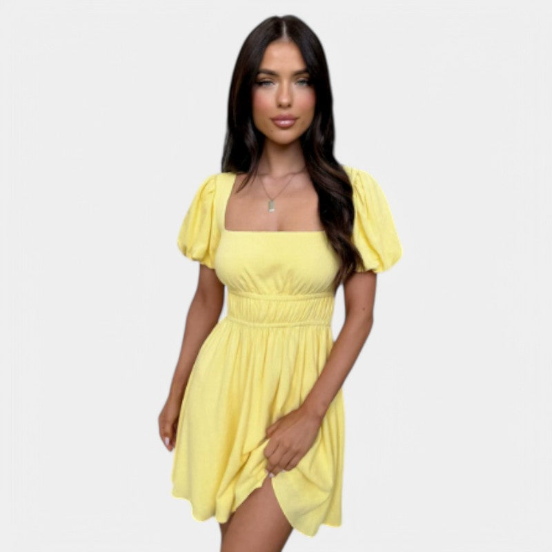 Gleame.-Jurken & Jumpsuits-Gleame Jurk - Dames jurk met korte mouwen en elastische taille