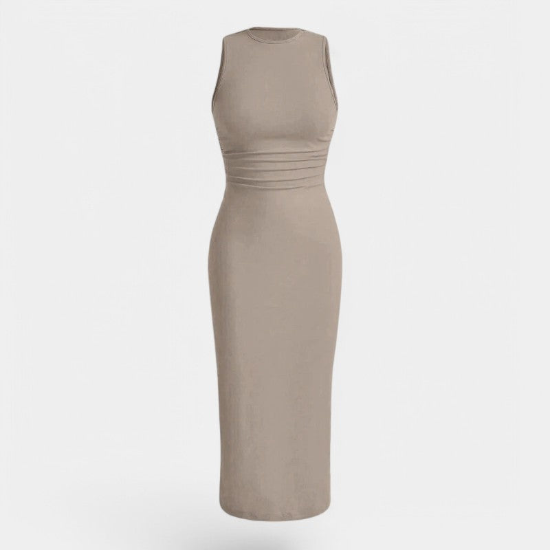 Gleame.-Jurken & Jumpsuits-Gleame Jurk - Effen mouwloze jurk met ronde hals voor feesten