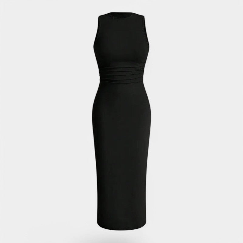 Gleame.-Jurken & Jumpsuits-Gleame Jurk - Effen mouwloze jurk met ronde hals voor feesten