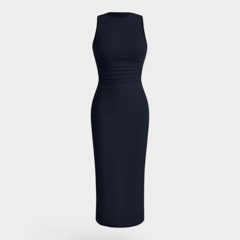 Gleame.-Jurken & Jumpsuits-Gleame Jurk - Effen mouwloze jurk met ronde hals voor feesten