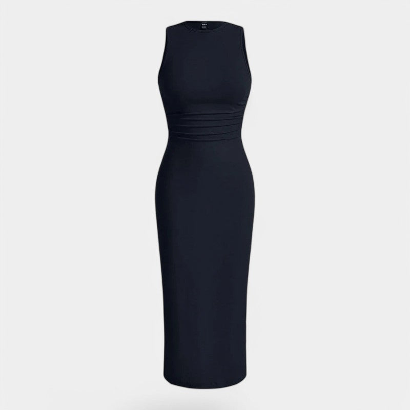 Gleame.-Jurken & Jumpsuits-Gleame Jurk - Effen mouwloze jurk met ronde hals voor feesten