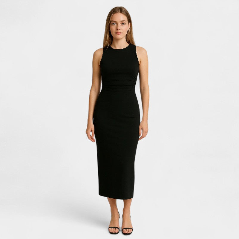 Gleame.-Jurken & Jumpsuits-Gleame Jurk - Effen mouwloze jurk met ronde hals voor feesten