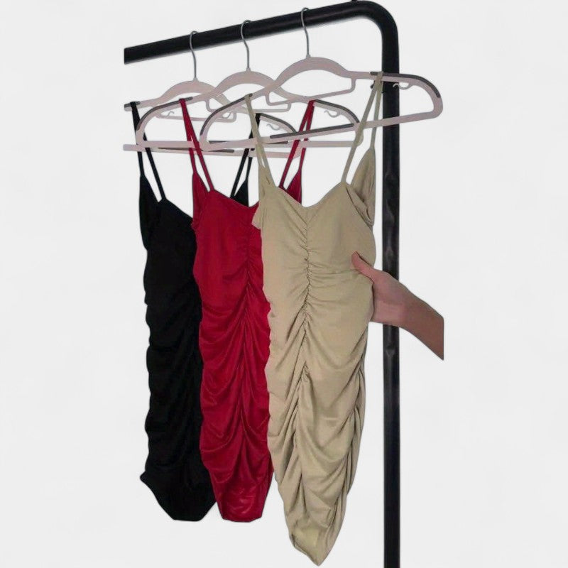 Gleame.-Jurken & Jumpsuits-Gleame Jurk - Elegante V-hals strap bodycon jurk voor vrouwen