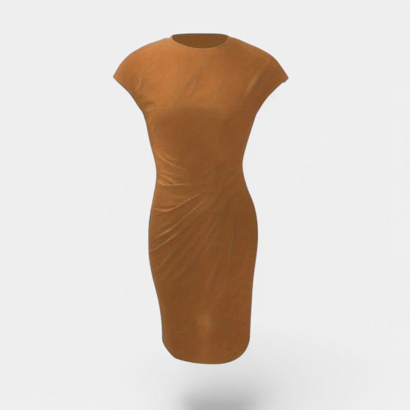 Gleame.-Jurken & Jumpsuits-Gleame Jurk - Elegante jurk met korte mouwen en geplooide taille